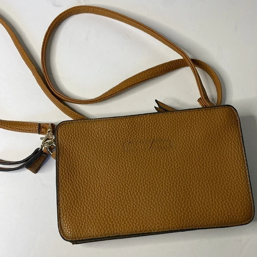 Kenneth Cole Vegan Pebble Leather Butterscotch Crossbody